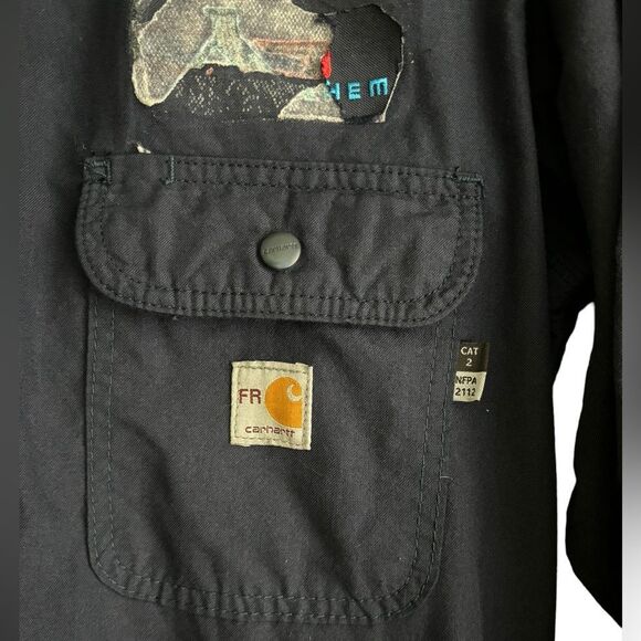 Carhartt Men's Flame Resistant Unlined Coverall Dark Blue Size Medium EUC 1 0449 - Picture 10 of 14
